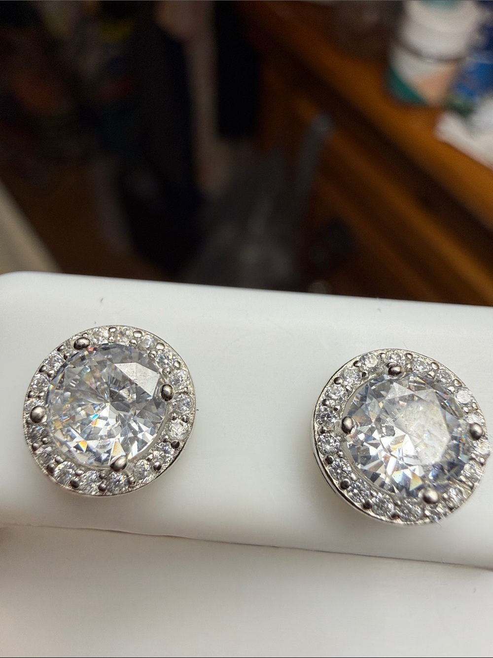 GRA CERTIFIED MOISSANITE DIAMOND Round Halo Stud Earrings in 925 Sterling Silver